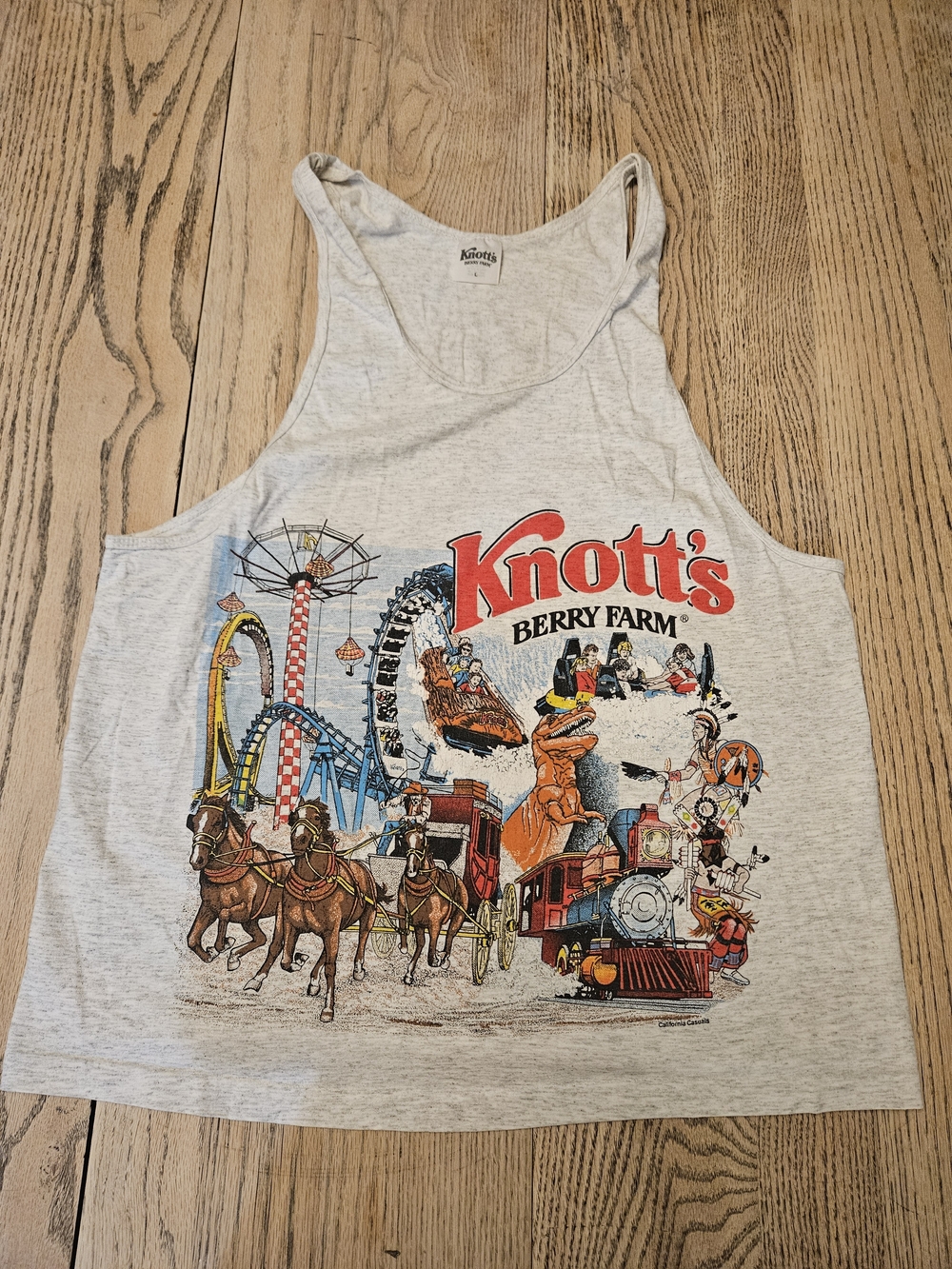 Vintage Made In USA Knott's Berry Farm Tank Top Sleeveless Graphic Shirt